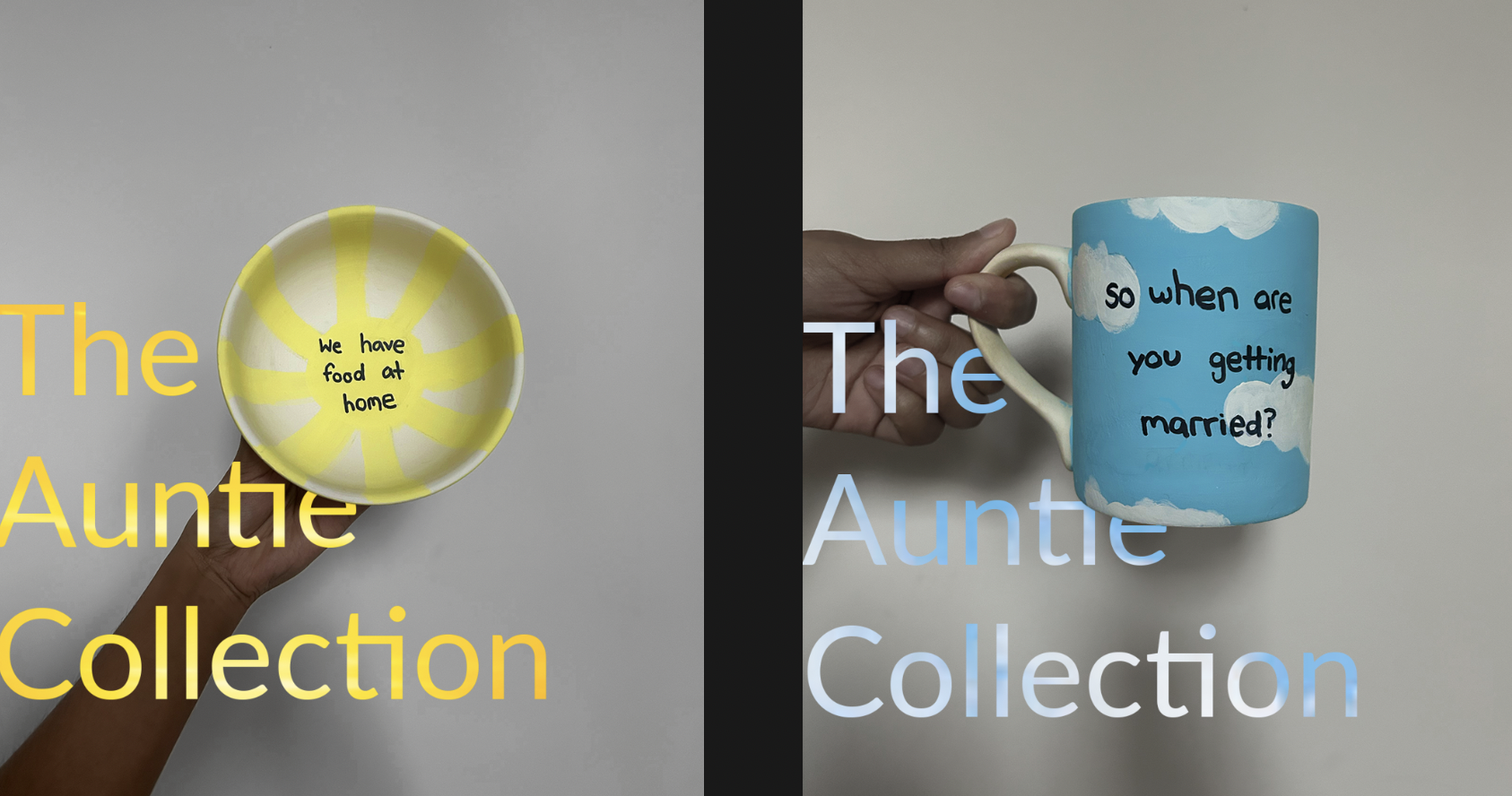 Bowl with 'We have food at home' text